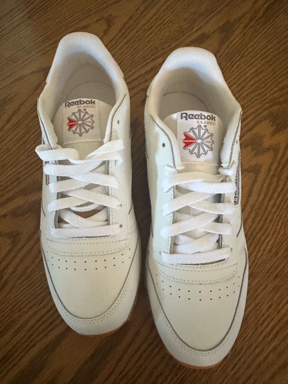 Reebok White Low-Top Leather Sneakers with Red Logo